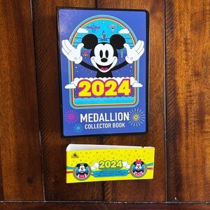 Disney Parks 2024 Medallion Collector Book with Mickey Mouse Design